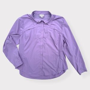 Coolibar Women's Snap Front Long Sleeve Sun Shirt Purple Size XXL
